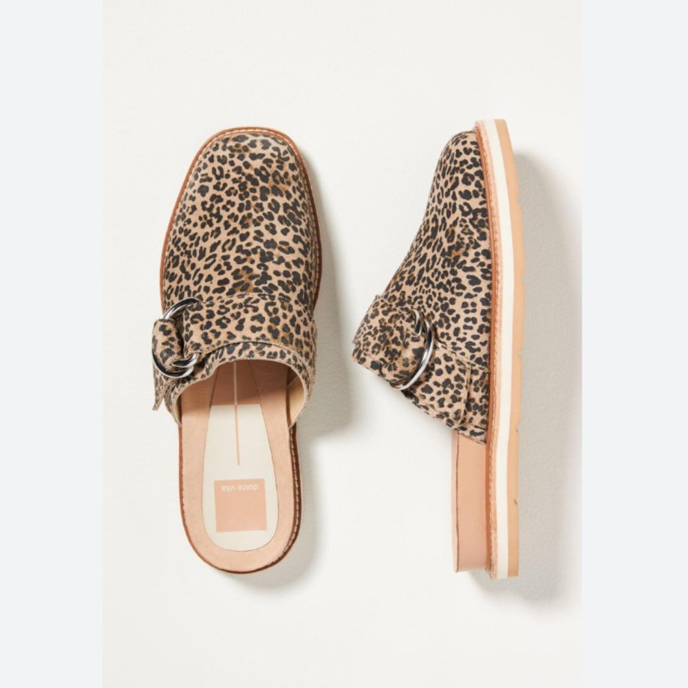 Dolce Vita Leopard Buckle Mules Size 6.5